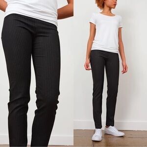 AVENUE MONTAIGNE Billy Straight Leg High Rise Silver Pinstripe Trousers Sz 10